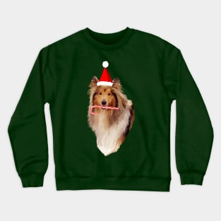 Christmas Santa Candy Cane Collie Crewneck Sweatshirt